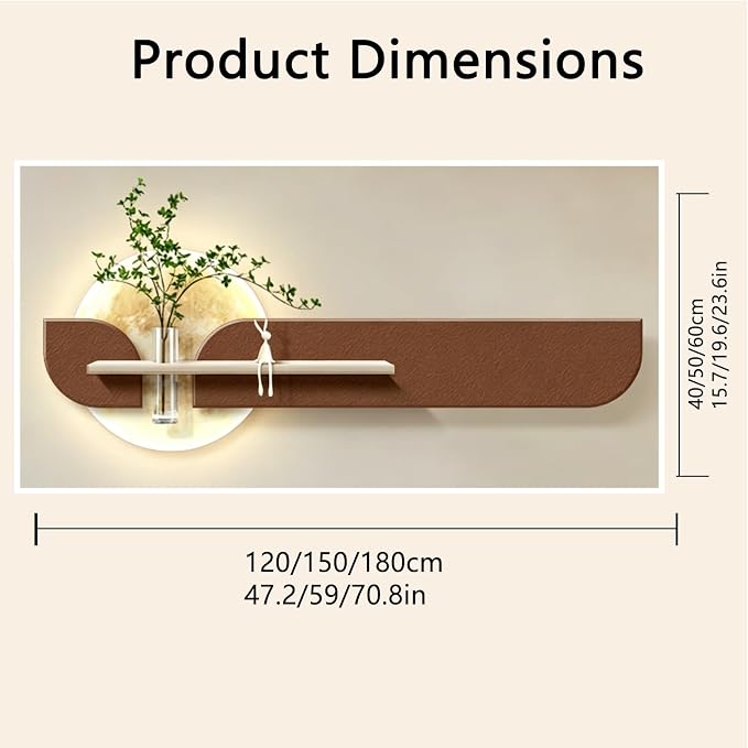 3D Wall Art Decor with Greenery — Creative Hanging Wall Sculpture & Mural featuring LED Lighting and a Premium Sandstone Texture — Ideal for Entryways and Living Rooms(Brown,50*150cm/19.6*59in)