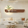 3D Wall Art Decor with Greenery — Creative Hanging Wall Sculpture & Mural featuring LED Lighting and a Premium Sandstone Texture — Ideal for Entryways and Living Rooms(Brown,50*150cm/19.6*59in)
